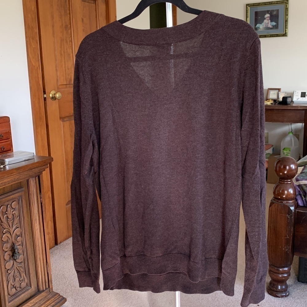 Worthington Chocolate Brown VNeck Sweater Size XL EUC Like New - Picture 4 of 5